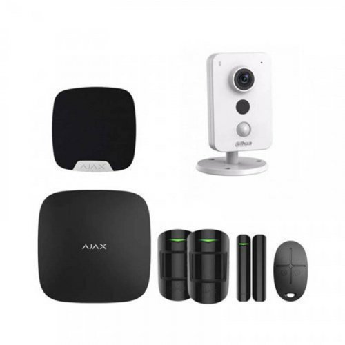 Комплект сигнализации Ajax для квартиры черный + камера Dahua DH-IPC-K35P