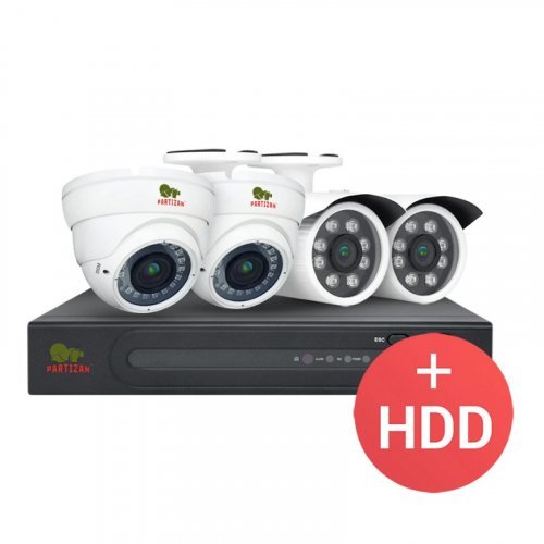 AHD комплект видеонаблюдения Partizan PRO AHD-31 4xCAM + 1xDVR + HDD