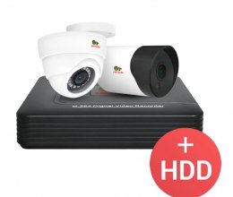 AHD комплект видеонаблюдения Partizan AHD-15 2xCAM + 1xDVR + HDD
