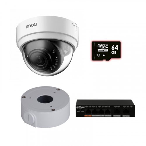 IP комплект видеонаблюдения для парадного с камерой IMOU Dome Lite (Dahua IPC-D22P)