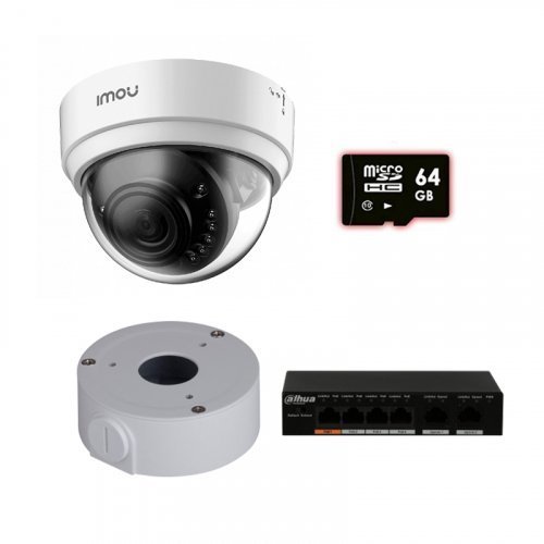 IP комплект видеонаблюдения для парадного с камерой IMOU Dome Lite (IPC-D22P) + монтаж