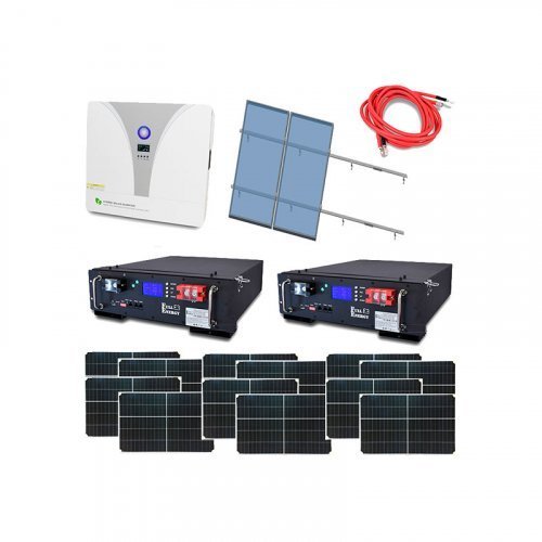 Автономная система бесперебойного питания 8 кВт с LiFePO4 АКБ, солнечными панелями и монтажным набором на наклонную крышу