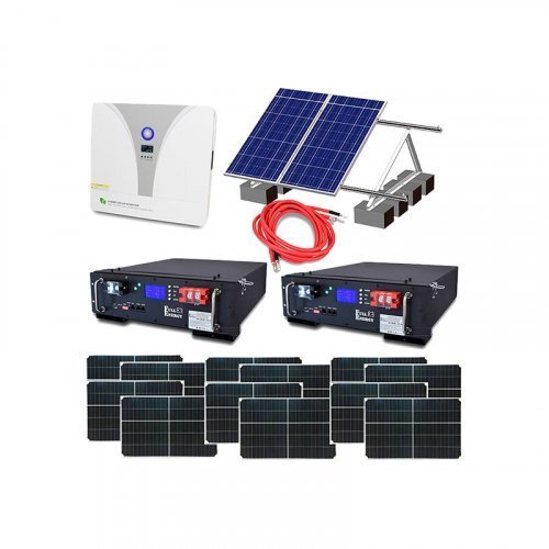 Автономная система бесперебойного питания 8 кВт с LiFePO4 АКБ, солнечными панелями и монтажным набором (балластная система)