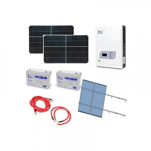 Автономная система бесперебойного питания 2.4 кВт с гелевыми АКБ, солнечными панелями и монтажным набором на наклонную крышу