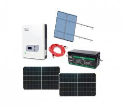 Автономная система бесперебойного питания 2.4 кВт с LiFePO4 АКБ, солнечными панелями и монтажным набором на наклонную крышу
