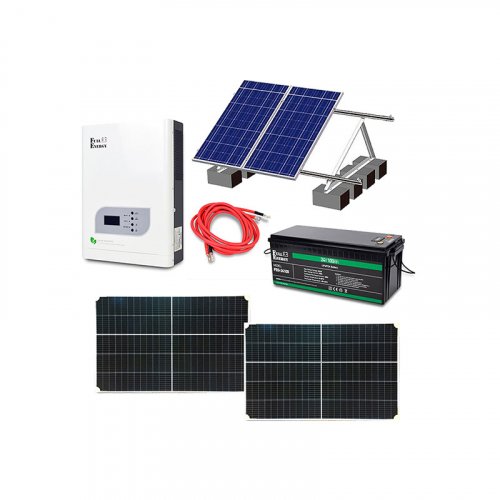 Автономная система бесперебойного питания 2.4 кВт с LiFePO4 АКБ, солнечными панелями и монтажным набором (балластная система)