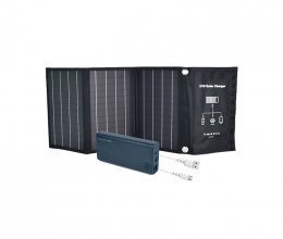 Комплект: сонячна панель 21W Solar Charge, повербанк FEB-292B 20 Вт + 22.5 Вт, кабель RC-068W