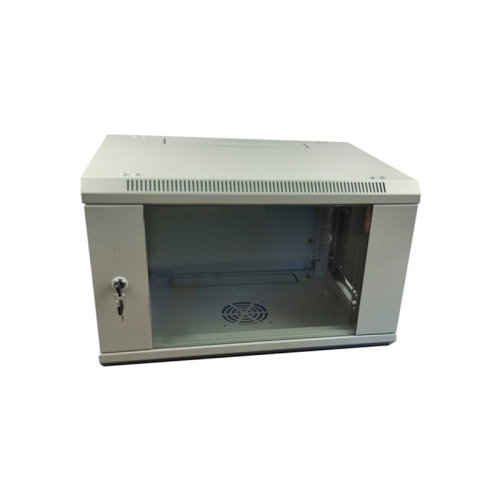 Шафа настінна Wall-Mounted Cabinet DE-19" 15U-600-450, glass door, RAL 7035