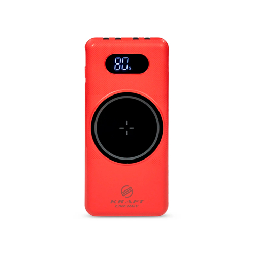 Повербанк 10000mAh Power Bank Kraft KPB-1110W Red бездротова зарядка