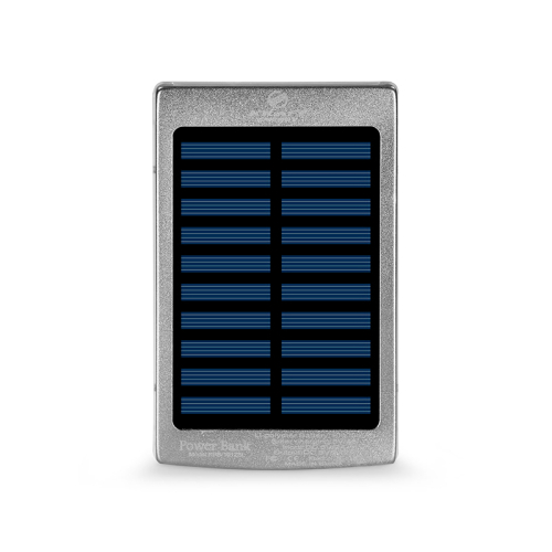 Повербанк із сонячною панеллю 10000mAh Power Bank Kraft KPB-1012SL Silver LED-ліхтар