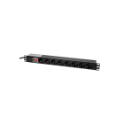 Блок розеток Trinix TRX-PDU/8M-16А Black для комутаційної шафи 19" на 8 розеток, з вимикачем