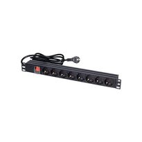 Блок розеток NVC-PDU/8M-16А Black для комутаційної шафи 19" на 8 розеток, з вимикачем