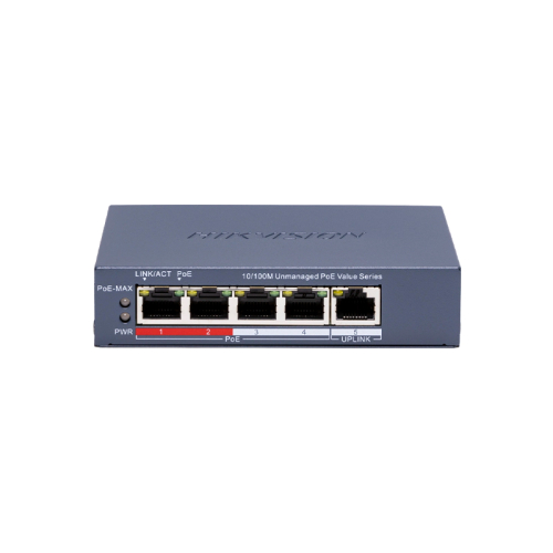 Комутатор 4 порти некерований Hikvision DS-3E0105P-E/M(C) POE