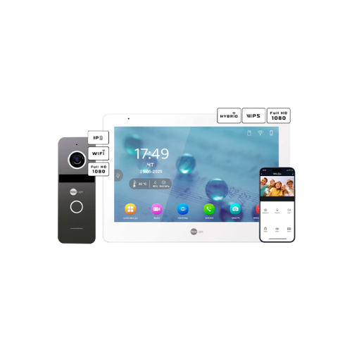 Комплект видеодомофона Neolight MEZZO Hybrid+SOLO IPW Graphite с уголком, PoE адаптер для панели вызова