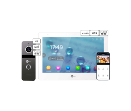 Комплект видеодомофона Neolight MEZZO Hybrid+SOLO IPW Graphite с уголком, PoE адаптер для панели вызова