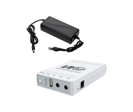 Комплект Mini UPS з блоком живлення: джерело безперебійного живлення Mini UPS WGP UPS103A 10400mAh 5V/12V/12V, Li-ion 4*2.6Ah, для роутера і медіаконвертера та блок живлення Kraft KRF-1203PS 12V/3A