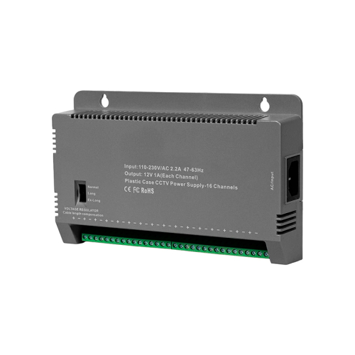 Блок живлення Kraft KRF-1216B (16CH) 200W, 16 каналів навантаження, 12V/1A на 1 канал, з регулятором напруги для компенсації довжини кабелю