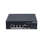 Комутатор 4 порти керований Hikvision DS-3T1506HP-EI-UPS PoE