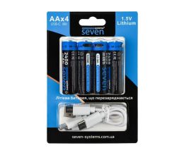 Акумуляторна батарейка SEVEN AA 1.5V Li-ion 4 шт