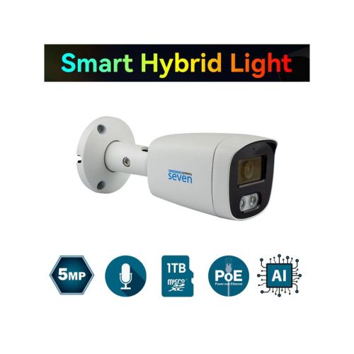 IP-відеокамера 5 Мп SEVEN IP-7225PA-DL white 2,8 мм з розумним подвійним підсвічуванням