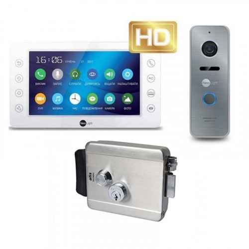 Комплект домофону Neolight Kappa+ HD та NeoLight Prime FHD (Pro) Silver + Atis Lock SS