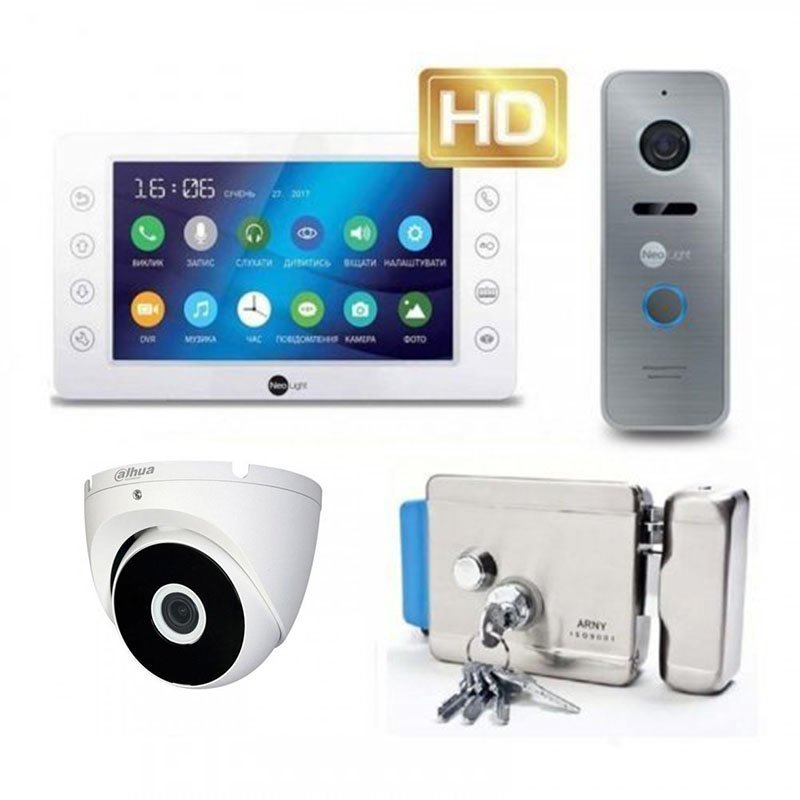 

Комплект домофона neolight kappa+ hd и neolight prime hd silver + arny rim ss + камера