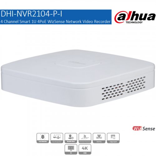 IP видеорегистратор Dahua DHI-NVR2104-P-I 4-канальный AI