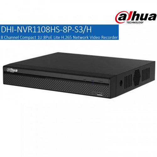 IP видеорегистратор Dahua DHI-NVR1108HS-8P-S3/H 8-канальный 1U 8PoE Lite