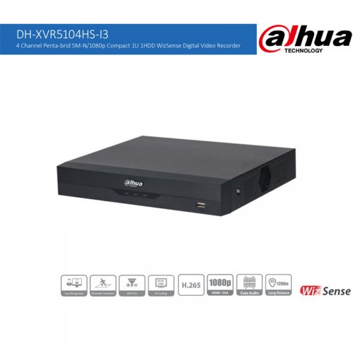 Відеореєстратор Dahua DH-XVR5104HS-I3 4-канальний Penta-brid 5M-N/1080p 1U WizSense