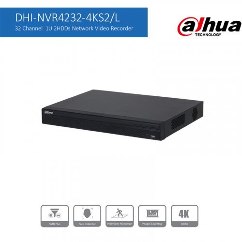 IP відеореєстратор Dahua DHI-NVR4232-4KS2/L 32-канальний 1U мережевий