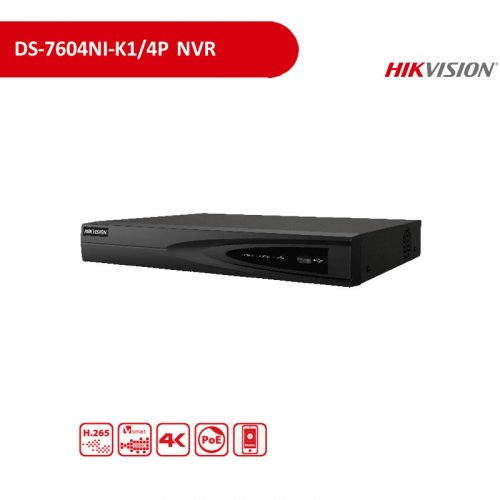 IP видеорегистратор Hikvision DS-7604NI-K1/4P(C) 4-канальный PoE