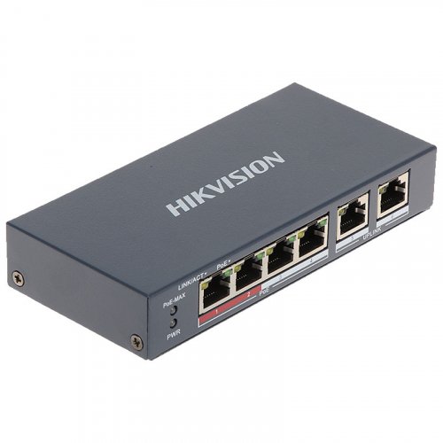 Комутатор Hikvision DS-3E0106P-E/M 4-канальний Ethernet некерований POE