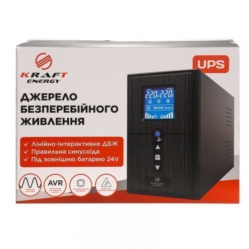 Kraft KRF-PSW1000VA/800W(LCD)24V UPS под внешний аккумулятор