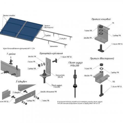 Автономная система бесперебойного питания 5 кВт с LiFePO4 АКБ, солнечными панелями и монтажным набором на наклонную крышу