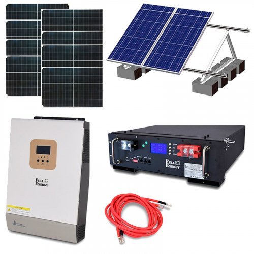 Автономная система бесперебойного питания 5 кВт с LiFePO4 АКБ, солнечными панелями и монтажным набором (балластная система)