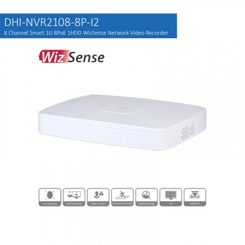 Видеорегистратор Dahua DHI-NVR2108-8P-I2 8-канальный Smart 1U 8PoE 1HDD WizSense