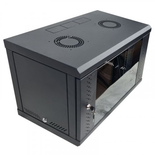 Серверна шафа 6U, EServer 600х500х370 (Ш*Г*В), скло, чорна