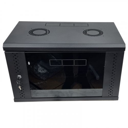 Серверный шкаф 6U, EServer 600х500х370 (Ш*Г*В), стекло, черный