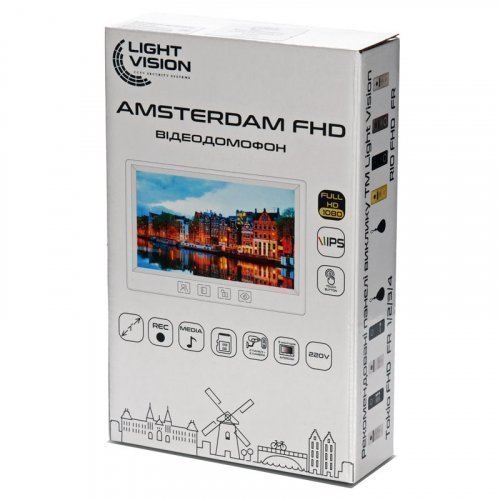 Комплект видеодомофона Light Vision AMSTERDAM FHD 7" White и видеопанель RIO FHD Black