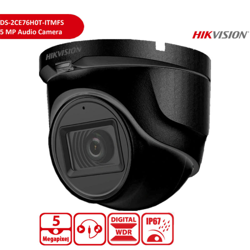 Камера видеонаблюдения Hikvision DS-2CE76H0T-ITMFS 2.8mm 5MP микрофон Black