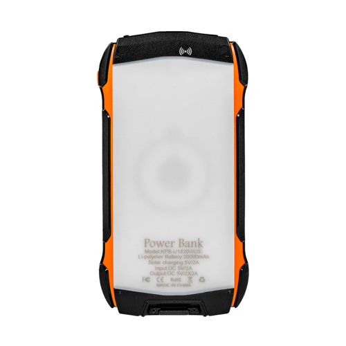 Повербанк с солнечной панелью 20000mAh Power Bank Kraft KPB-U1820WCS Orange беспроводная зарядка