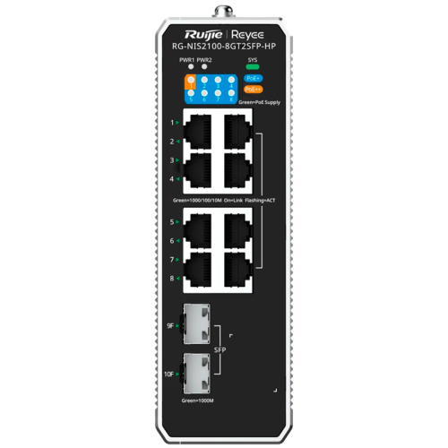 Промышленный коммутатор Ruijie Reyee RG-NIS2100-8GT2SFP-HP