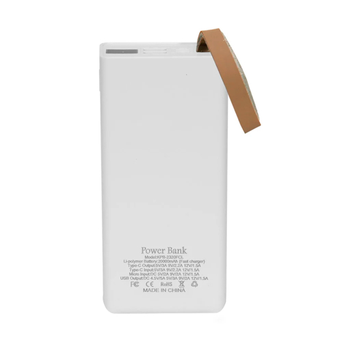 Повербанк 20000mAh Power Bank Kraft KPB-2320FCL White 22.5W QC3.0 LED-ліхтар