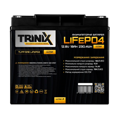 Акумуляторна батарея літій-залізо-фосфатна 12.8В 18Ач Trinix TLFP-1218 Ultra LiFePO4