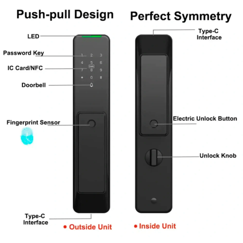 Розумний дверний біометричний замок SEVEN LOCK SL-7775BF black