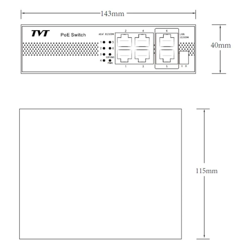 PoE-комутатор 6-портовий TVT TD-B2204S1-PEU з 4 портами PoE