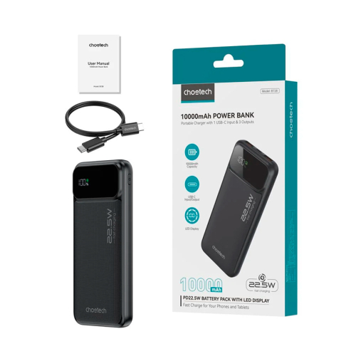 Повербанк 10000mAh Choetech B728 Black 22.5W QC3.0 PD3.0