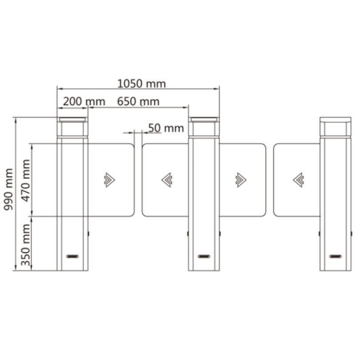 Тумбовый распашный турникет (левая стойка) Hikvision DS-K3B601SX-L/M-Dp90