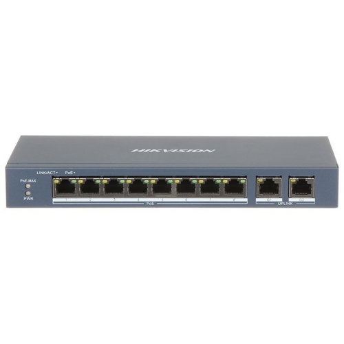 Комутатор 8 портів некерований Hikvision DS-3E0310P-E/M(B) PoE