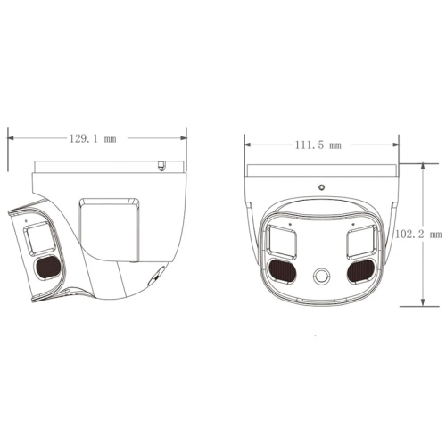 IP-видеокамера панорамная 4Mp*2 TVT TD-9585E3B-DP f=2.8mm, ИК+LED подсветка, 2 микрофона